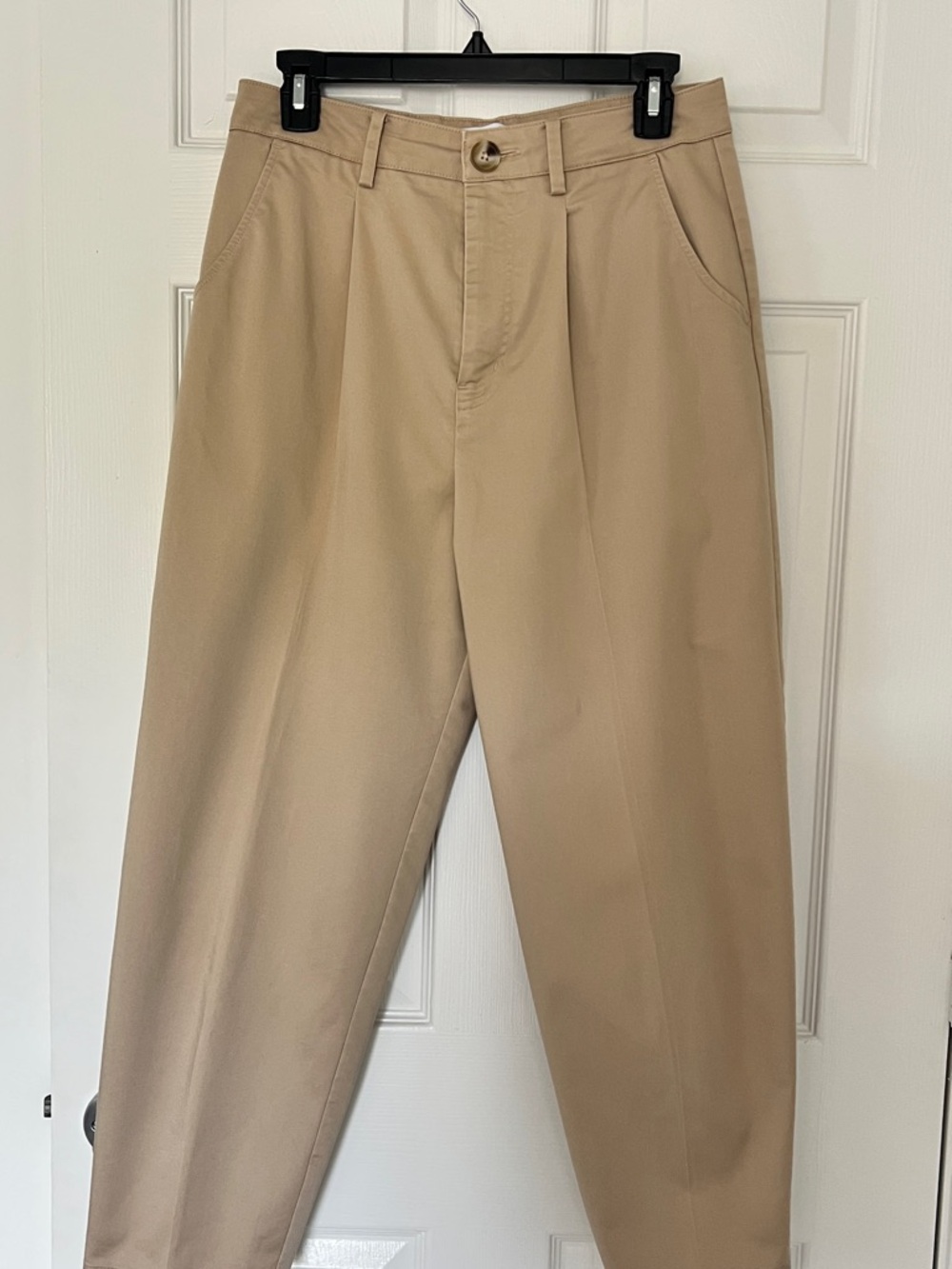 Classic Pleated Chino Pants - Beige size 4